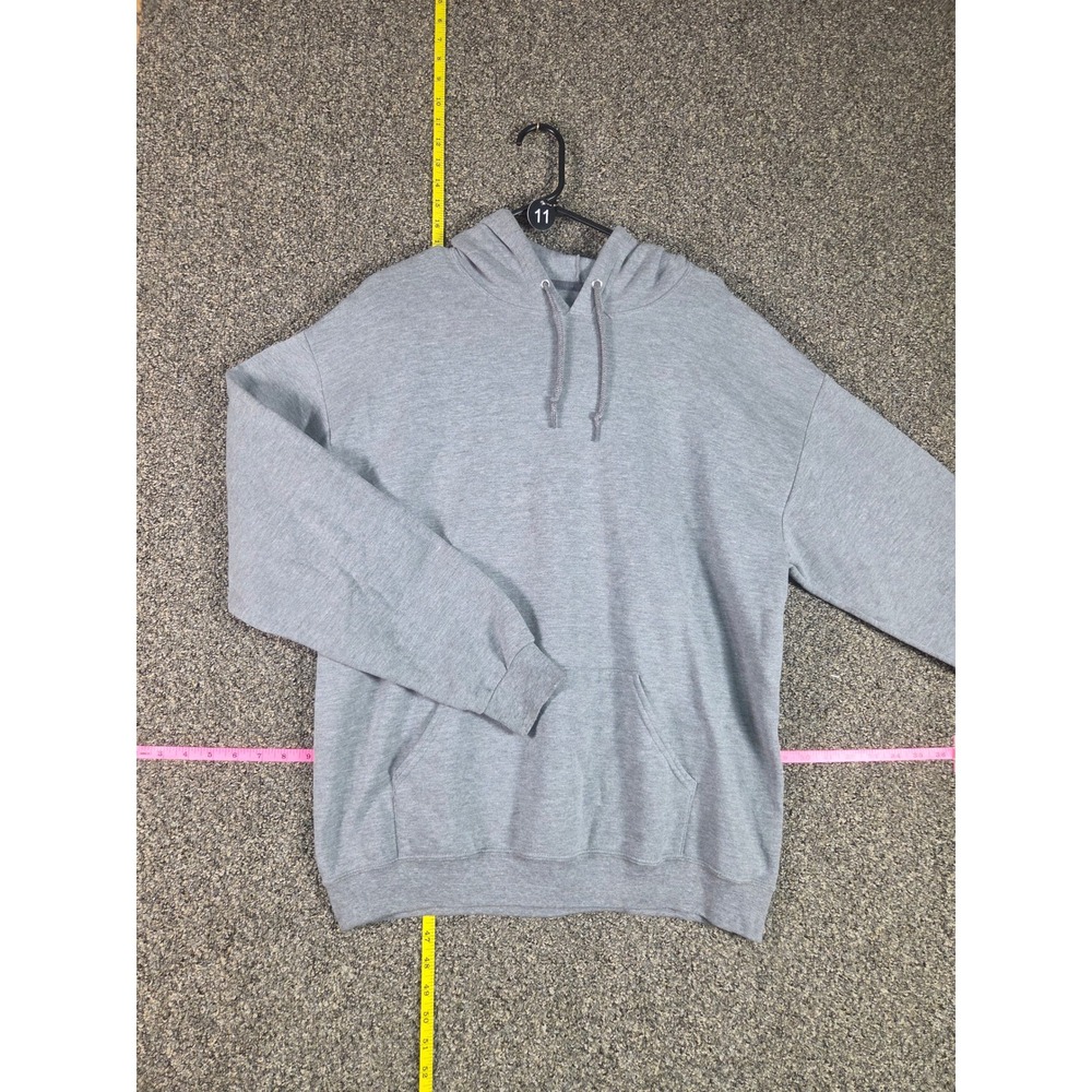 Fruit of the Loom Hoodie Mens Large Gray Pullover Sweatshirt L Pocket Fleece
